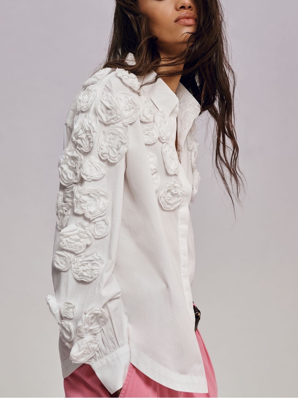 Maeve Anthropologie Rose Applique Button-Up Blouse Size XS EUC